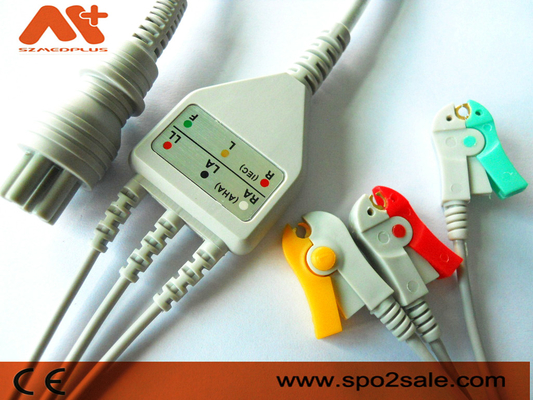 Omron > कॉलिन BP-88S, BP-S510, M9500, प्रेस मेट एडवांटेज कम्पेटिबल 3 लीड क्लिप डायरेक्ट-कनेक्ट ईसीजी केबल