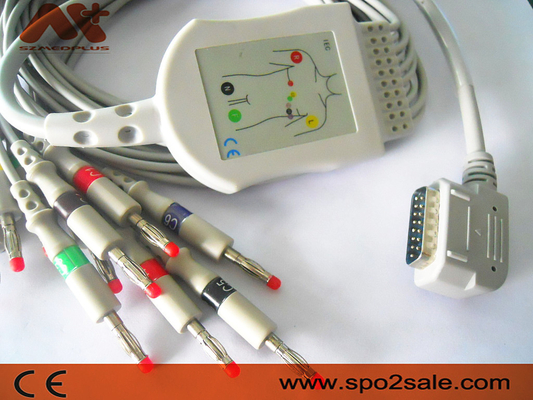 Kenz संगत डायरेक्ट-कनेक्ट EKG केबल - K131 Kanz 108, 109, 110, 1210, 1211, 601, कार्डिको 302 के लिए