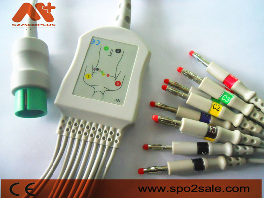 Spacelabs 90367, 90369, 90496, 91496, Ultraview के लिए Spacelabs संगत डायरेक्ट कनेक्ट EKG केबल