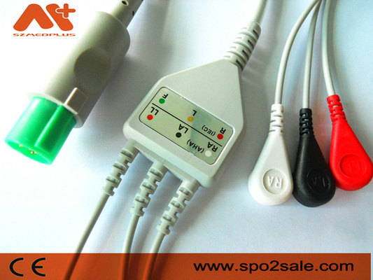 हेलिगे कम्पेटिबल 3 लीड स्नैप डायरेक्ट-कनेक्ट ईसीजी केबल - 303-442-99
