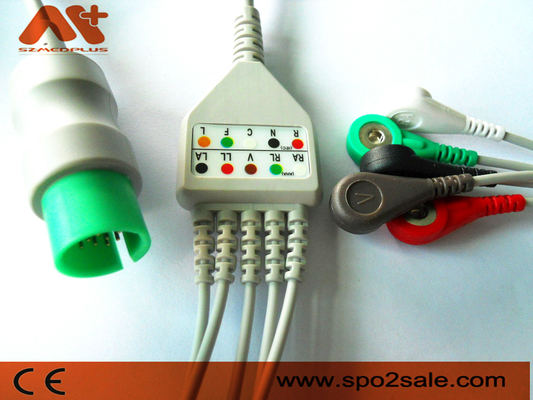 Spacelabs संगत 5 लीड स्नैप डायरेक्ट-कनेक्ट ECG केबल - CB-72596R